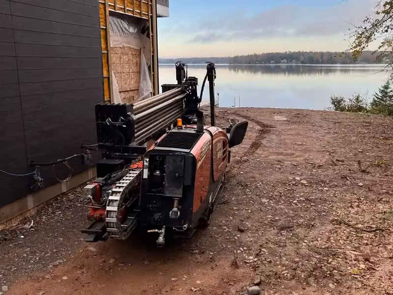 Lakeside directional drilling setup for an offshore water intake installation